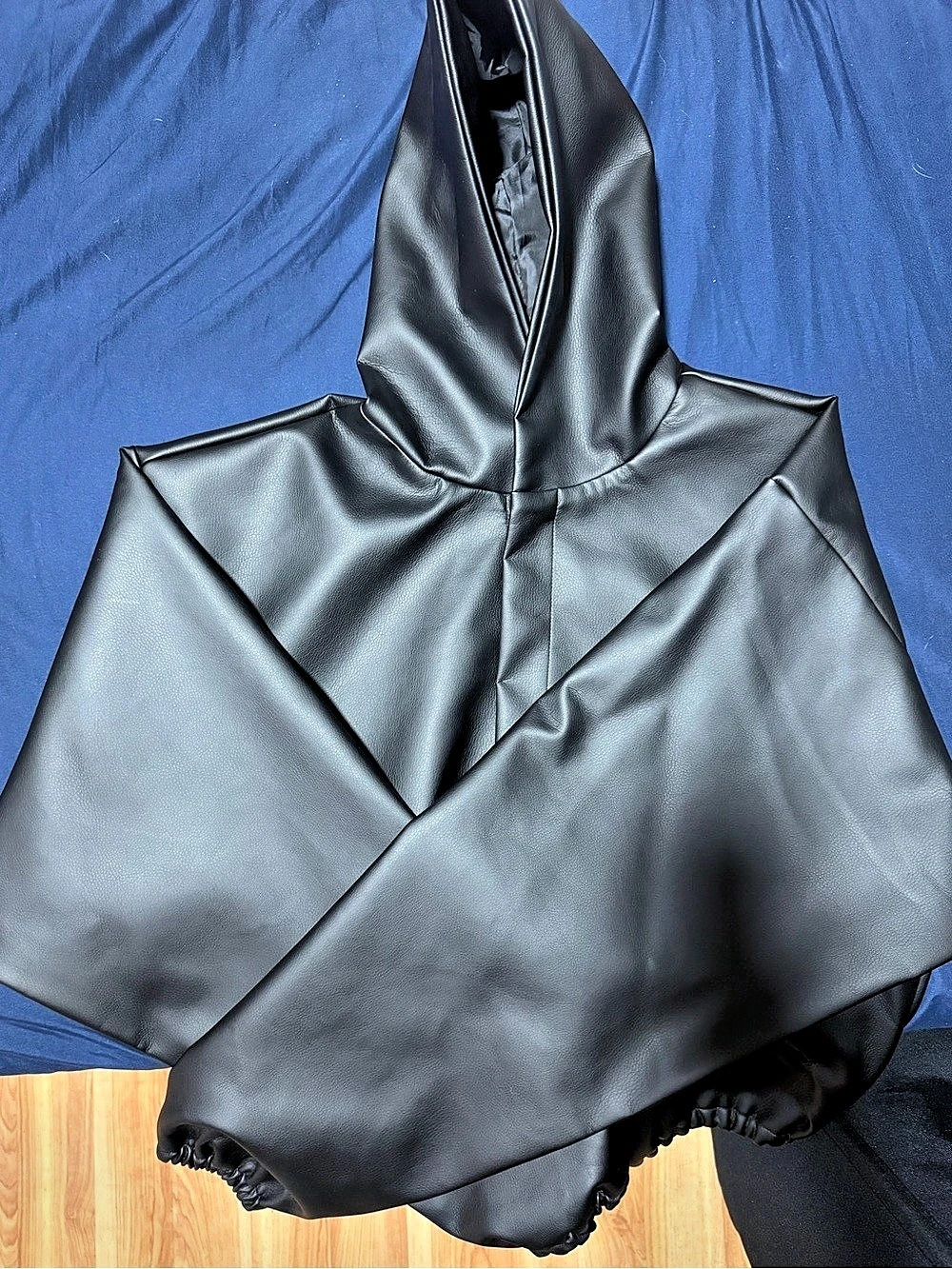 Yeezy Black Faux Leather Pullover Hoodie Jacket – JC-01 Size 2